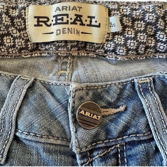 Ariat REAL Denim Flare Jeans Raw Hem Light Wash Western Boho Size 25S - Picture 6 of 9